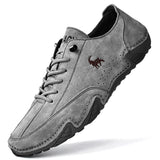Men Handmade Genuine Leather Boots Low-Top Winter Waterproof Flat Round Toe Male Ankle Mart Lion Gray 38 