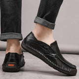 Casual Men's Shoes Genuine Leather Handmade Loafers Moccasins Slip on Driving - Mart Lion