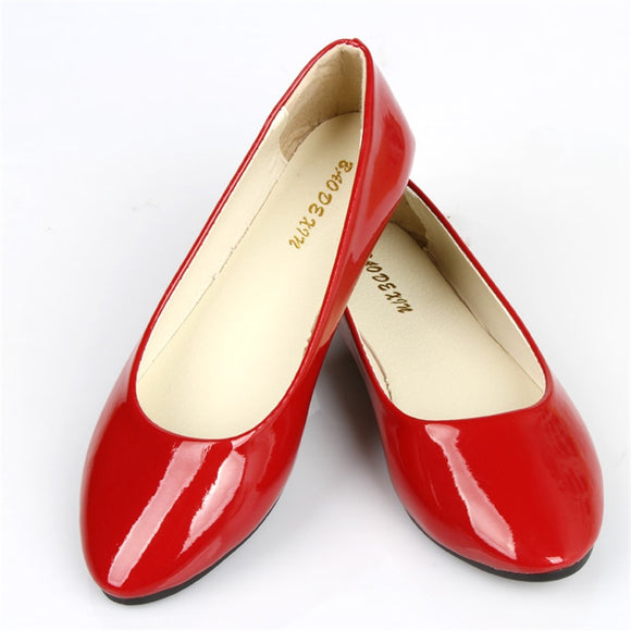 Leather Flat Shoes Pointed Toe Woman Loafers Autumn Casual Shoes Women Flats Candy Color Sweet Flats Mart Lion   