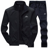 Men's Sets Sporting Suit Warm Embroidery Zipper Sweatshirt +Sweatpants Men's Clothing 2 Pieces Sets Slim Tracksuit Mart Lion Black M 