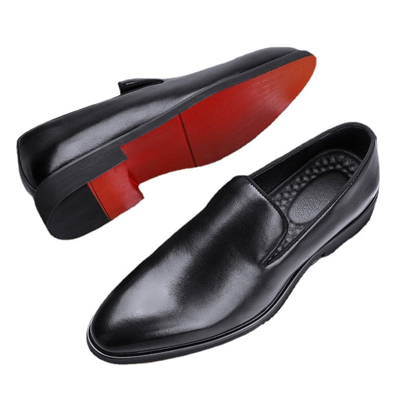 Red Sole Loafers Men's Shoes PU Solid Color Casual Party Daily Versatile Simple Lightweight Classic Dress Mart Lion 21109-3-Black 38 