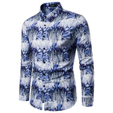 Shirts Men's Dress Casual Abstract Spider Web Print Long Sleeve Camisa Social Gradient Elasticity Mart Lion   