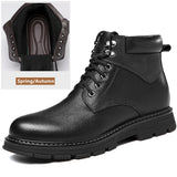 Natural Leather Winter Boots Genuine Cow leather Warmest Men's Winter Shoes Mart Lion black 38 