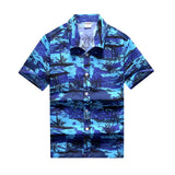 Men's Short Sleeve Hawaiian Shirt Colorful Print Casual Beach Hawaiian Shirt Mart Lion 105 blue Asian size 3XL 