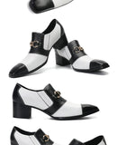 Summer Men High-heeled Square head Stage Catwalk Wedding Shoes top layer cowhide Thick Heel Party Heighten Mart Lion   