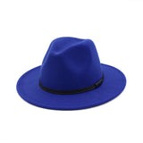 Fedora Hat Black Leather Belt Ladies Hat Decoration Felt Hats For Women Wool Blend Simple British Style Men's Panama Hat Mart Lion Royal Blue One Size 