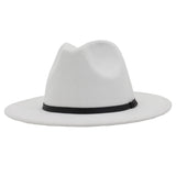 Fedora Hat Black Leather Belt Ladies Hat Decoration Felt Hats For Women Wool Blend Simple British Style Men's Panama Hat Mart Lion White One Size 