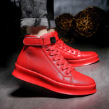 Red Sneakers Men's High top Skateboard Shoes Designer Platform Trainers Leather Sneakers Mart Lion   