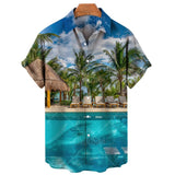 Men's Coconut Tree 3D Printing Shirts Casual Hawaiian Loose Shirts Short Sleeve Shirts Summer Beach Loose Tops Mart Lion ZM-1622 M 