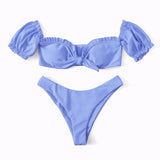 Bikini Women Two-Pieces Swimwear Solid  Soft Female Bathing Suits 1set Swimsuit Mart Lion blue S 