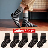 5pair Winter Thick Socks Men Super Thicker Solid Sock Striped Merino Wool Rabbit Against Cold Snow Winter Warm Mart Lion style 02 coffee  