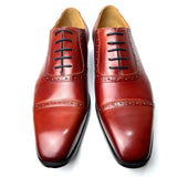 Autumn Vintage Genuine Leather Elegant Stylish Designer Classic Formal Men's Shoes Daily Lace-up Mart Lion Auburn 7 