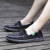 Summer Men's Denim Canvas Shoes Lightwight Breathable Beach Casual Slip On Soft Flat Loafers
