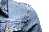  Cotton Denim Jacket Men's Casual Solid Color Lapel Single Breasted Jeans Autumn Slim Fit Mart Lion - Mart Lion