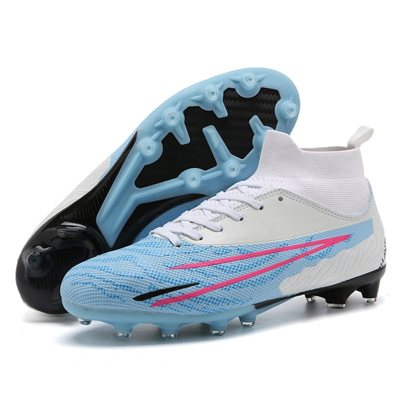 Men's Soccer Shoes Outdoor Non Slip Children's Football Turf Soccer Cleats High Ankle Field Boots Mart Lion WhiteGrey cd Eur 35 