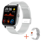 Smart Watch Women Men's Full Touch Dial Call Fitness Tracker IP67 Waterproof Bluetooth Answer Call Smartwatch For Xiaomi Mart Lion Silver mesh belt  