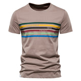 Striped Cotton T-shirts Men's O-neck Slim Fit Causal Designer Summer Short Sleeve Clothing Mart Lion   