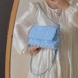 Summer Niche Texture Blue Chain Flip Handbags Canvas Bag All-match Underarm Messenger Bags For Women Shoulder Bag Mart Lion Default Title  