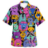Summer Men's Hawaiian Shirts Psychedelic Mushroom Print Loose Short Sleeve Party Beach Shirts Mart Lion MOGU09 US SIZE XL 