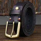 Classic Men's Belt 3.8CM Leather Design Leisure Youth Golf Travel Sports Wear-Resistant Pin Buckle Belt Mart Lion Black CN 105cm 29to31 Incn