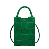 Braided Cell Phone Bag Female Summer Handheld Small Square Bag Korean Version Mart Lion Green  