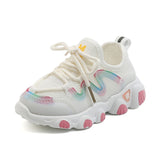 Children Shoes for Girls Sport Breathable Baby Soft Bottom Non-slip Casual Kids Girl Sneakers Mart Lion White 21 