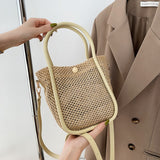  Niche design sense straw bag women summer messenger bag popular portable bucket bag Mart Lion - Mart Lion