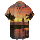 Men's Coconut Tree 3D Printing Shirts Casual Hawaiian Loose Shirts Short Sleeve Shirts Summer Beach Loose Tops Mart Lion ZM-1615 M 