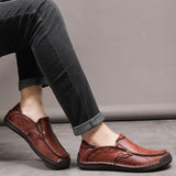 Men Handmade Shoes Genuine Leather Casual Outdoor Soft Homme Classic Ankle Non-slip Flats Trend Mart Lion   