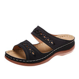Women Sandals Orthopedic Slippers Open Toe Summer Shoes Vintage Low Heels Platform Corrector Sponge Walking Mart Lion black 35 