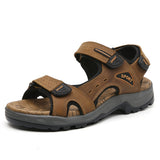 Summer Leisure Men's Shoes Beach Sandals Genuine Leather Soft Mart Lion light brown 3363 7 