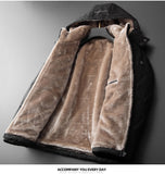 Men's Fleece Puffer Jacket Gray-black Casual Baggy Hooded Windproof Cotton-Padded Male Coat Mart Lion   