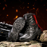 Men's Leather Boots Waterproof Mountain Combat Army Work Shoes Tactical Military De Seguridad Mart Lion   