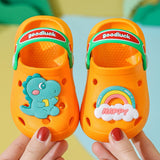 Children Summer Beach Shoes Home Household Garden Shoes Sandals Summer Baby Slippers Sole Slippers Hole Mart Lion orange 18-19 