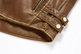  Retro Motorcycle Leather Vest Jacket Men's Autumn Winter PU Leather Coat Vest Sleeveless Coats Mart Lion - Mart Lion