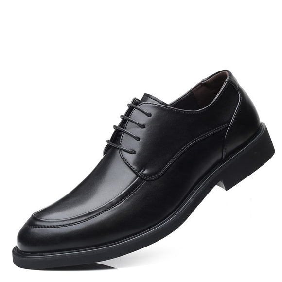Men Classic Retro Derby Shoes Men's Lace-Up Dress Office Heighten Leather Wedding Oxfords Mart Lion Black Heighten 37 China