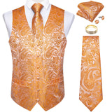 Men's Vest Tie Set Classic Wedding Paisley Black Gold Paisley Tuxedo Suit Vest Formal Dress Male