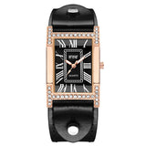 Women Watches Bracelet Black Ladies Bracelet Watch Casual Leather Quartz Wristwatch Clock Relogio Feminino Mart Lion Black  