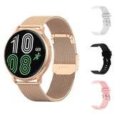Smart Watch Round Waterproof Smartwatch Men's Women Fitness Tracker Blood Pressure Monitor for Android IOS Smart Clock Mart Lion gold add 3 strap  