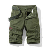 Men's Loose Cotton Cargo Shorts Summer Thin Breathable Soft Shorts Multi Pocket Zipper Pants Mart Lion Green 30 China
