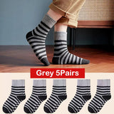 5pair Winter Thick Socks Men Super Thicker Solid Sock Striped Merino Wool Rabbit Against Cold Snow Winter Warm Mart Lion style 02 light grey  