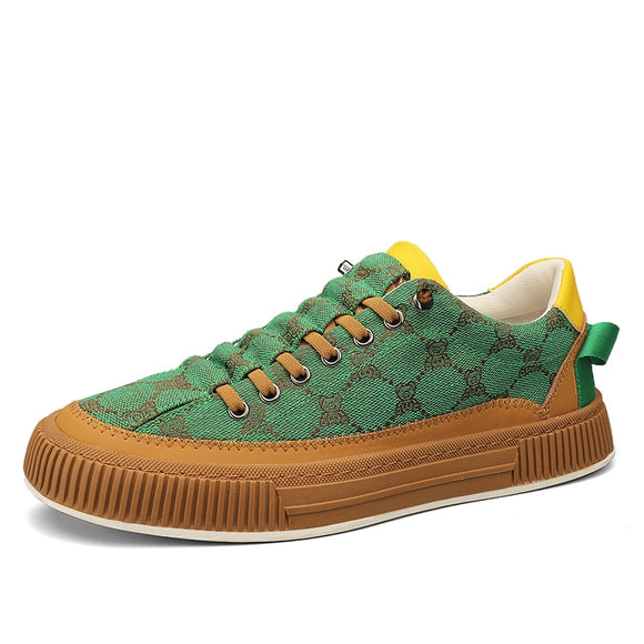 Men's Casual Sneakers Vulcanized Flat Shoes Designed Skateboarding Tennis Slip-on Walking Sports Mart Lion Green 39 