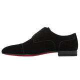 Red Sole Men's Shoes Black Flock Derby Breathable Lace-up Handmade Chaussures Pour Hommes Mart Lion   