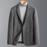 Handmade Double-Sided Wool Men's Suit Herringbone Wool Suit Casual Suit Coat Mart Lion Gray M 