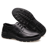 Genuine Leather Shoes Men's Flats Casual Shoes Soft Lace up Black Mart Lion   