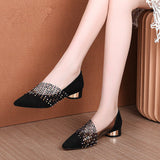 Akexiya Shoes Woman Summer crystal Lace Dress Heels Sandals Square Heeled Pumps Ladies Mart Lion   
