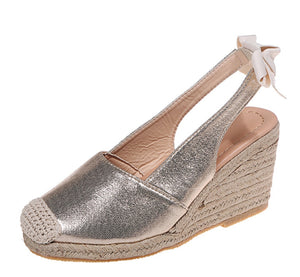 Women Platform Wedge Sandals Summer Shoes Spot Wedge Buckle Belt Serpentine Open Toe High Heel Ladies Mart Lion Gold 36 