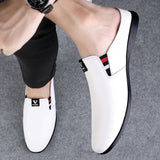 Men's Genuine Leather Slippers Loafers Outdoor Non-slip Casual Shoes Moccasins Slip on Flats Driving