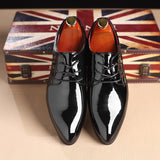 Classic Retro Brogue Shoes Patent Leather Men's Lace-Up Dress Office Party Wedding Oxfords Mart Lion Black 37 China