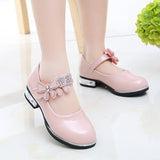 Girls Leather Shoes Summer PU Patent Leather Kids Dress High Heels Butterfly-knot Dress Wedding Chic Mart Lion   